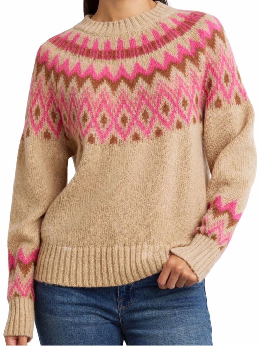 Lucky Brand Tan and Pink‎ Sweater